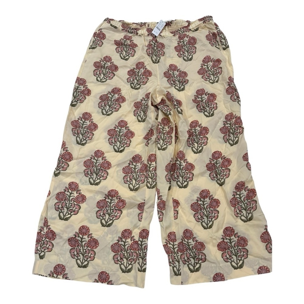 J. Crew Cream and tan Floral Wide Leg Pants - Picture 3 of 7